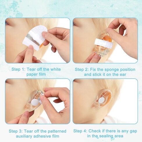 60pcs Waterproof Baby Ear Covers for Swimming & Bath, Newborn Waterproof Ear Stickers with Cotton Inner Layer for Kids Shower Water Activities in Saudi Arabia