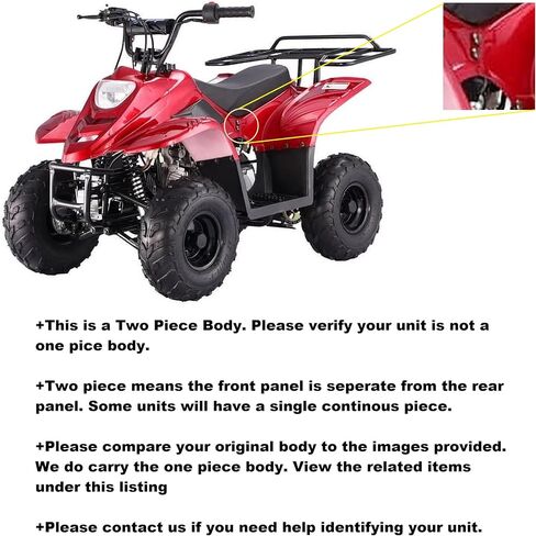 RedCap 2-Piece ATV Body Plastic Fender Front Rear Kit for Taotao ATA110B ATA110B1 Boulder B1 Eagle 110 Coolsports Peace SunL MotoTec Mudcat Kids 110cc ATV Quads - Glossy Black in Saudi Arabia
