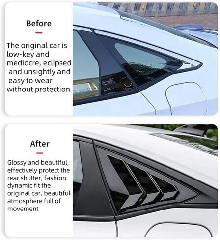 Rear Triangle Window Car Accessories Shutters Windscreen Compatible with 22 Years 11 Generation Civic Air Outlet Trim Car Wind Shield Sunshade(Black no Spray Paint) in Saudi Arabia