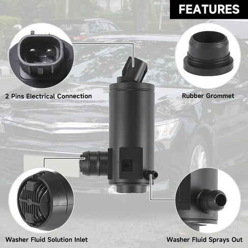 Windshield Washer Motor Pump for Toyota Corolla 2020-2021 / Camry 2018-2020 / Tacoma 2016-2020 for Hyundai Sonata 2015-2021 / Elantra 2019-2020 | High-Pressure Spraying -Replace Part 853300K011 in Saudi Arabia