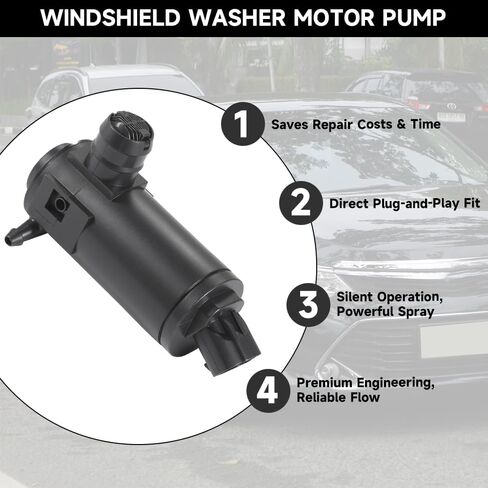 Windshield Washer Motor Pump for Toyota Corolla 2020-2021 / Camry 2018-2020 / Tacoma 2016-2020 for Hyundai Sonata 2015-2021 / Elantra 2019-2020 | High-Pressure Spraying -Replace Part 853300K011 in Saudi Arabia