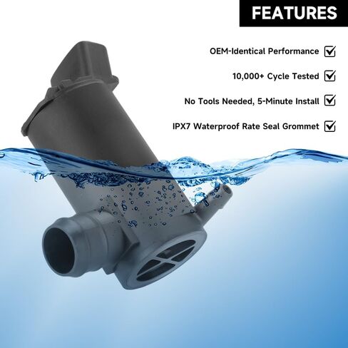 Windshield Washer Motor Pump for Toyota Camry 1997-2006 / 4Runner 1992-2002 / Corolla 2003-2008 | High-Pressure Spraying | Windshield Washer Pump | Replace Part 85330-12340 in Saudi Arabia