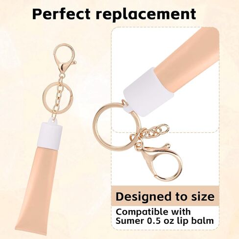 6pcs LipGloss Keychain for Summer Fridays, Portable Lip Balm Holder Key Chain Ring Lipgloss Cap & Holder Set with Keyring Accessories for Summer Fridays 0.5 oz Lip Gloss in Kuwait