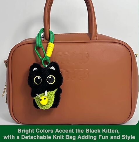Black Cat Keychain, Plush Cute Pendant for Handbags, Backpacks, Wallet with Detachable Bag DIY Trinket Gifts in Saudi Arabia