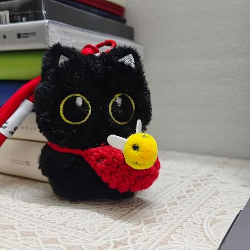 Black Cat Keychain, Plush Cute Pendant for Handbags, Backpacks, Wallet with Detachable Bag DIY Trinket Gifts in Saudi Arabia