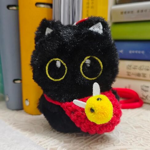 Black Cat Keychain, Plush Cute Pendant for Handbags, Backpacks, Wallet with Detachable Bag DIY Trinket Gifts in Saudi Arabia