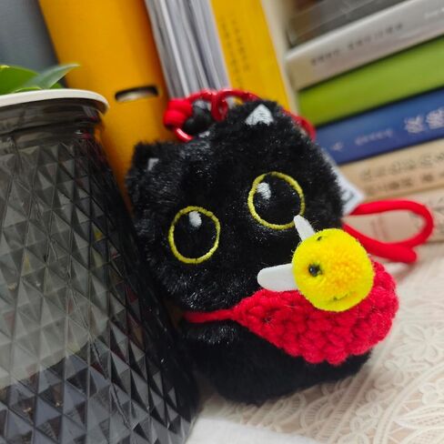 Black Cat Keychain, Plush Cute Pendant for Handbags, Backpacks, Wallet with Detachable Bag DIY Trinket Gifts in Saudi Arabia