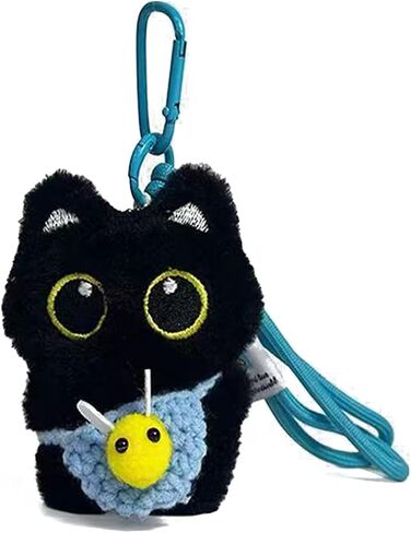 Black Cat Keychain, Plush Cute Pendant for Handbags, Backpacks, Wallet with Detachable Bag DIY Trinket Gifts in Saudi Arabia