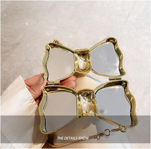 Bow Purse for Women Mini Bow Flower Clutch Purse Crossbody Cute Clutch Y2k Bow Metallic Small Party Mirror Handbag in Saudi Arabia