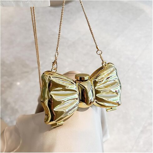 Bow Purse for Women Mini Bow Flower Clutch Purse Crossbody Cute Clutch Y2k Bow Metallic Small Party Mirror Handbag in Saudi Arabia