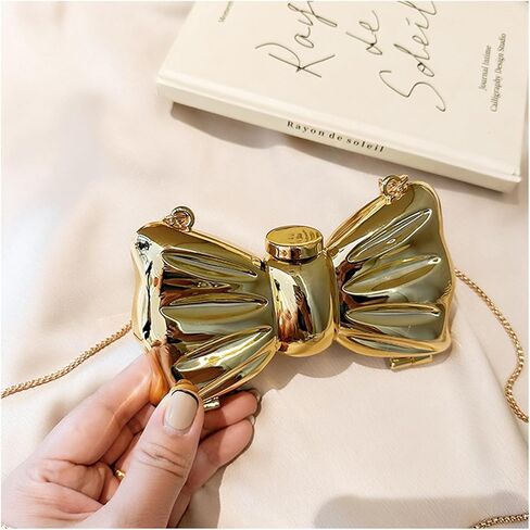 Bow Purse for Women Mini Bow Flower Clutch Purse Crossbody Cute Clutch Y2k Bow Metallic Small Party Mirror Handbag in Saudi Arabia