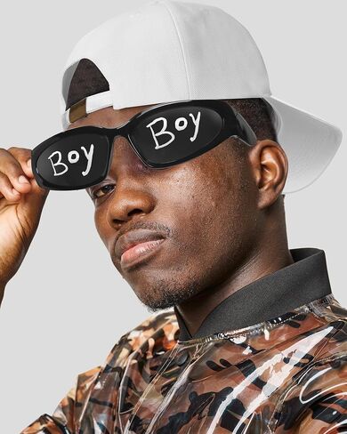 6 Pcs Halloween Hip Hop Costumes Kit 80s 90s Rapper Accessories Hat Wrap Around Sunglasses Pens for Costume Party in Saudi Arabia