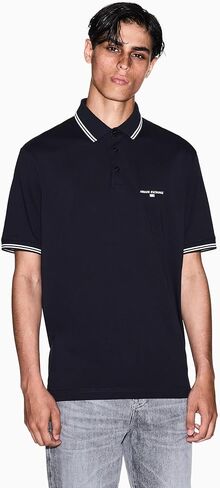 Armani Exchange Mens Small Text Logo Pique Polo in Saudi Arabia