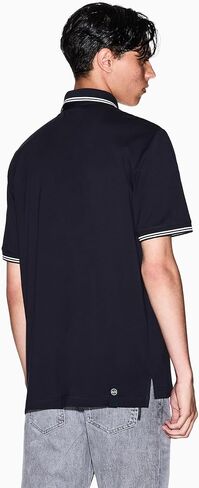 Armani Exchange Mens Small Text Logo Pique Polo in Saudi Arabia