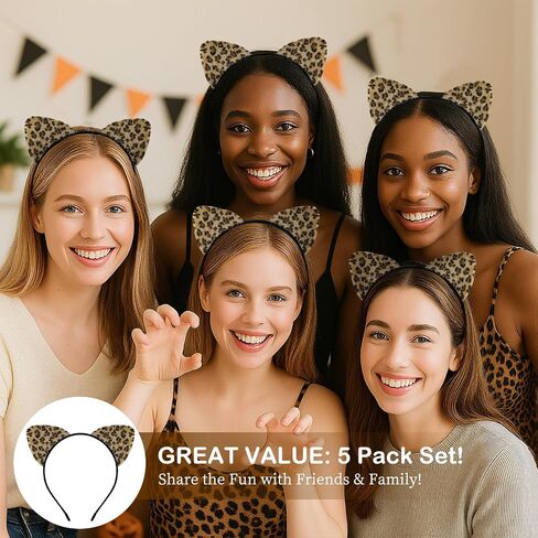 5 Pack Cat Ears Headband Cute Short Plush Hairband Headwear Halloween Party Cosplay Costume Hair Accessories in Saudi Arabia