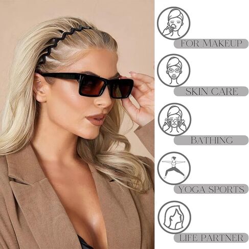 6 PCS Zig Zag Headbands Plastic Wavy Hair Head Band Comb with Teeth Hoop Accessories for Women Men Girls, Matte Morandi in Saudi Arabia