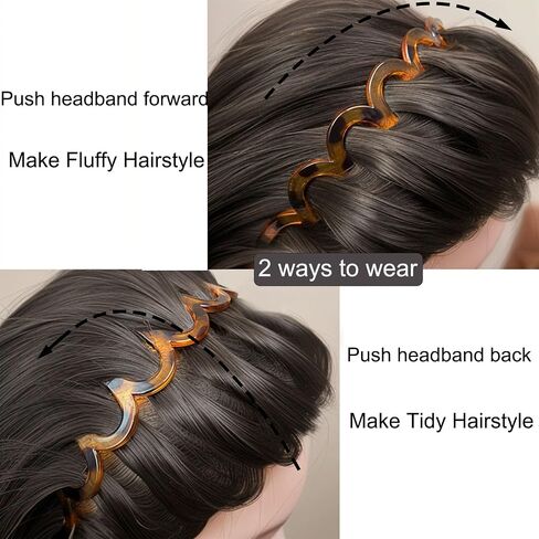 6 PCS Zig Zag Headbands Plastic Wavy Hair Head Band Comb with Teeth Hoop Accessories for Women Men Girls, Matte Morandi in Saudi Arabia