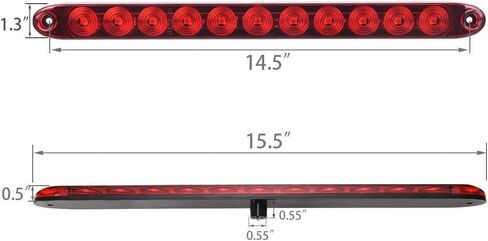 MICTUNING 2PCS 16 بوصة 11 LED شريط ضوء مقطورة أحمر - مقاوم للماء مختوم بارك بدوره إشارة ضوء الذيل الفرامل إيقاف شريط شاحنة مقطورة علامة معرف بار in Saudi Arabia