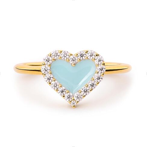 STORYJEWELLERY Heart Ring, Statement Rings for Women, Light Green Enamel Ring, Promise Rings for Her, Gifts for Women in Saudi Arabia