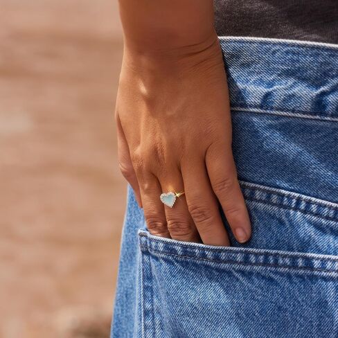 STORYJEWELLERY Heart Ring, Statement Rings for Women, Light Green Enamel Ring, Promise Rings for Her, Gifts for Women in Saudi Arabia