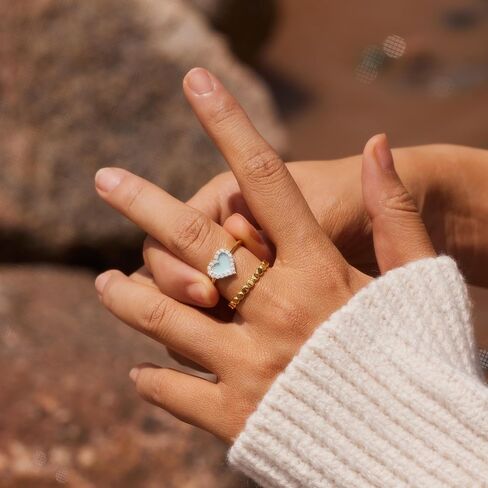 STORYJEWELLERY Heart Ring, Statement Rings for Women, Light Green Enamel Ring, Promise Rings for Her, Gifts for Women in Saudi Arabia