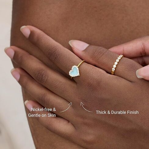 STORYJEWELLERY Heart Ring, Statement Rings for Women, Light Green Enamel Ring, Promise Rings for Her, Gifts for Women in Saudi Arabia