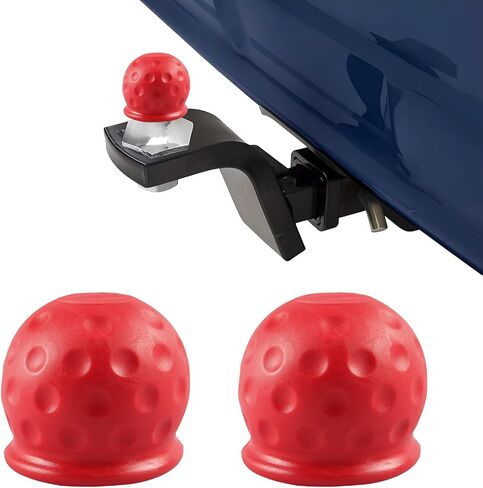 2 PCS Trailer Ball Cover, 2 Inch ID Waterproof Rubber Towball Protector Dustproof Sleeve, Heavy Duty Trailer Hitch Ball Protective Caps Replacement for RV Truck Boat Caravan (Red) in Saudi Arabia