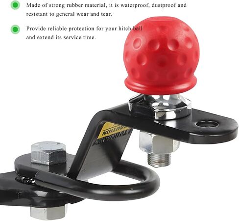 2 PCS Trailer Ball Cover, 2 Inch ID Waterproof Rubber Towball Protector Dustproof Sleeve, Heavy Duty Trailer Hitch Ball Protective Caps Replacement for RV Truck Boat Caravan (Red) in Saudi Arabia