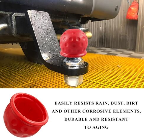 2 PCS Trailer Ball Cover, 2 Inch ID Waterproof Rubber Towball Protector Dustproof Sleeve, Heavy Duty Trailer Hitch Ball Protective Caps Replacement for RV Truck Boat Caravan (Red) in Saudi Arabia