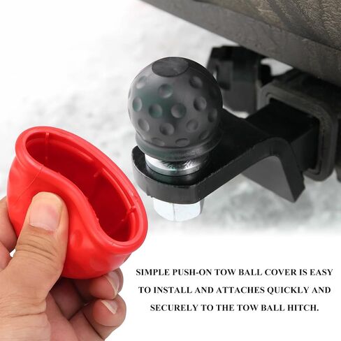 2 PCS Trailer Ball Cover, 2 Inch ID Waterproof Rubber Towball Protector Dustproof Sleeve, Heavy Duty Trailer Hitch Ball Protective Caps Replacement for RV Truck Boat Caravan (Red) in Saudi Arabia