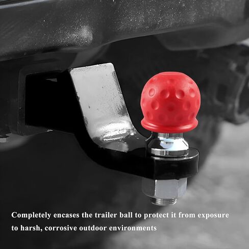 2 PCS Trailer Ball Cover, 2 Inch ID Waterproof Rubber Towball Protector Dustproof Sleeve, Heavy Duty Trailer Hitch Ball Protective Caps Replacement for RV Truck Boat Caravan (Red) in Saudi Arabia