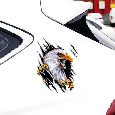 Generic 2 Pack 3D American Bald Eagle Car ملصق مائي، ملصق شاحنة النسر الوطني، ملصق ممتص للصدمات مقاوم للماء لسيارة شاحنة مقطورة SUV Van في الهواء الطلق نافذة جدار الكمبيوتر المحمول 9.5 * 7.08 بوصة in Saudi Arabia