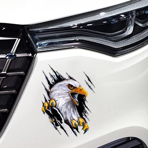 Generic 2 Pack 3D American Bald Eagle Car ملصق مائي، ملصق شاحنة النسر الوطني، ملصق ممتص للصدمات مقاوم للماء لسيارة شاحنة مقطورة SUV Van في الهواء الطلق نافذة جدار الكمبيوتر المحمول 9.5 * 7.08 بوصة in Saudi Arabia
