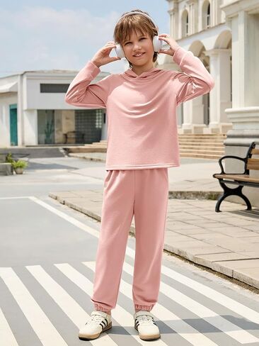 Haloumoning Boys Sweatsuit Kids Fashion Hoodies Sweatshirts and Jogger Set 2 Piece Fall Outfits 5-14 Years in Saudi Arabia
