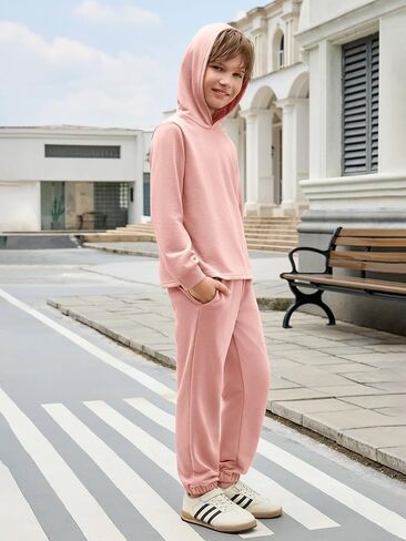 Haloumoning Boys Sweatsuit Kids Fashion Hoodies Sweatshirts and Jogger Set 2 Piece Fall Outfits 5-14 Years in Saudi Arabia