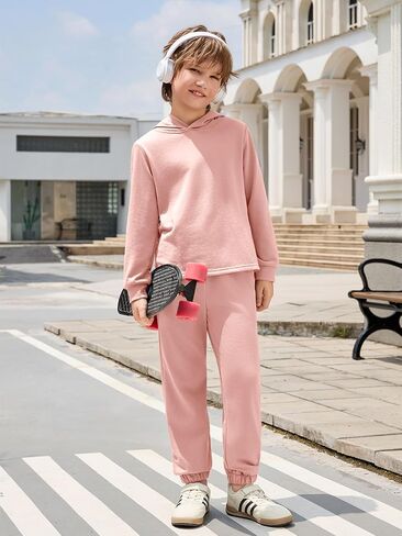 Haloumoning Boys Sweatsuit Kids Fashion Hoodies Sweatshirts and Jogger Set 2 Piece Fall Outfits 5-14 Years in Saudi Arabia