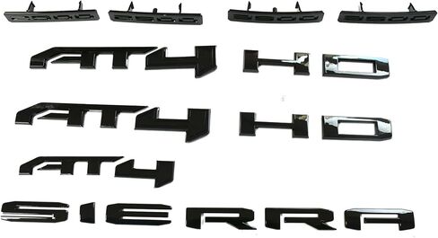 10 قطعة مجموعة جديدة بديلة لـ 2024-2025 Sierra 2500HD 3500HD AT4 شعارات مجموعة شارة السيارة 86591513 (أسود وأحمر) in Kuwait
