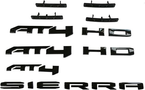 10 قطعة مجموعة جديدة بديلة لـ 2024-2025 Sierra 2500HD 3500HD AT4 شعارات مجموعة شارة السيارة 86591513 (أسود وأحمر) in Kuwait