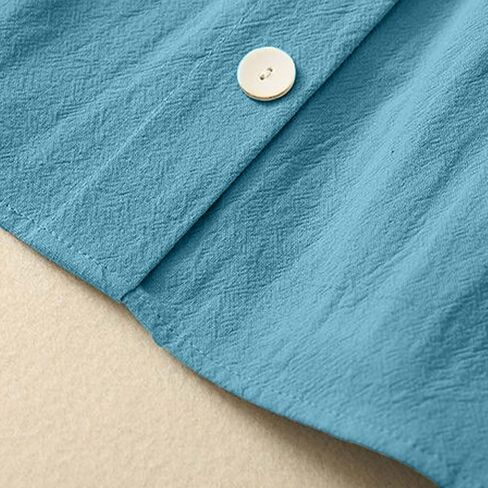 Teen Girls Cute Summer Tops Smock Square Neck Short Sleeve Button Down Shirts Casual Lightweight Gauze Blouses in Saudi Arabia