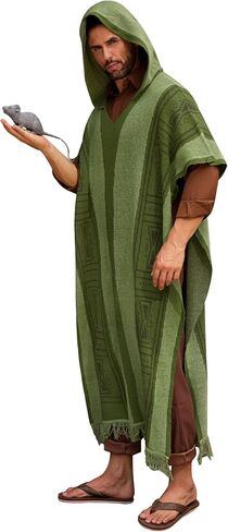 Arvilhill Men's Halloween Bruno Poncho Costume Cloak Green Hooded Cape (M-XL) in Saudi Arabia