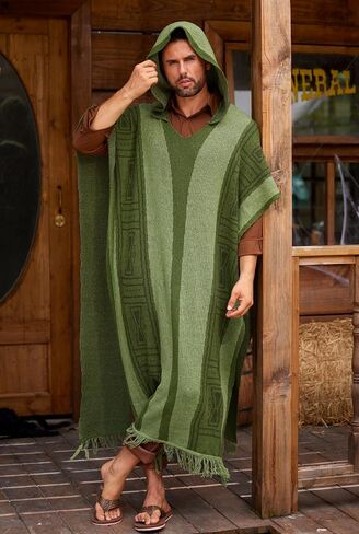Arvilhill Men's Halloween Bruno Poncho Costume Cloak Green Hooded Cape (M-XL) in Saudi Arabia
