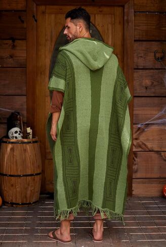 Arvilhill Men's Halloween Bruno Poncho Costume Cloak Green Hooded Cape (M-XL) in Saudi Arabia