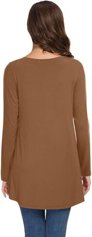 AWULIFFAN Women's Casual Round Neck Long Sleeve Loose Tunic T-Shirt Blouse Tops in Saudi Arabia