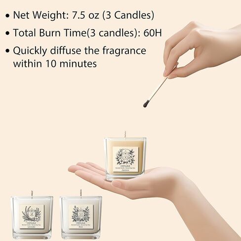 Floral Scent Series: Lavender, Rose & Jasmine Candles - Anthropologie Style Aromatherapy Soy Wax Gifts for Women, 100% Natural, 60H Burn, Reusable Jar (3-Pack) in Saudi Arabia