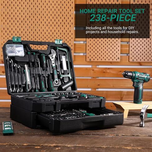 Pink Tool Kit Box Drill Set：DEKOPRO Home Mechanic Toolbox with 12V Power Cordless Drill Hand Repair Tools Sets Combo Kits Storage Organizer Drawer Case for Women in Kuwait