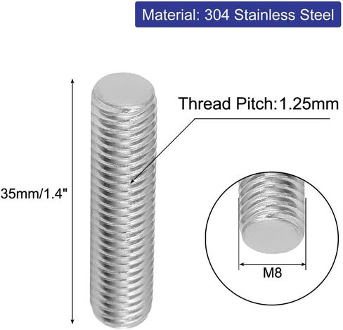 uxcell M6 x 25mm Fully Threaded 304 Stainless Steel Rod Bar Studs Silver Tone 50 Pcs in Saudi Arabia