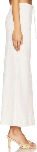 Linen Maxi Skirts with Lining Drawstring Flowy Flared Long Skirts for Women in Saudi Arabia