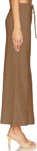 Linen Maxi Skirts with Lining Drawstring Flowy Flared Long Skirts for Women in Saudi Arabia