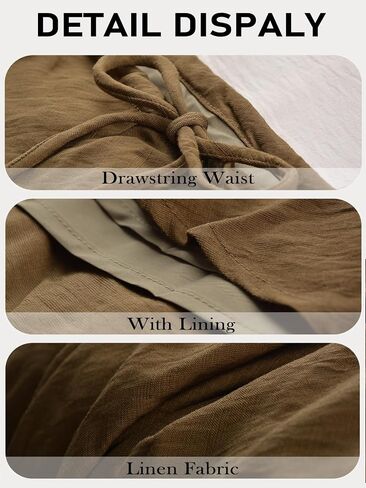 Linen Maxi Skirts with Lining Drawstring Flowy Flared Long Skirts for Women in Saudi Arabia