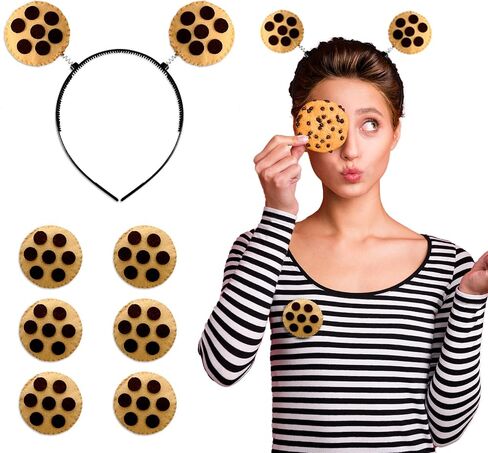 Giegxin 7 Pcs Halloween Costume Accessories Set Include Chip Cookie Headband and 6 Pcs Felt Chocolate Cookies Pins Funny Chip Biscuit Pins for Girl Women Halloween Costumes Party in Saudi Arabia